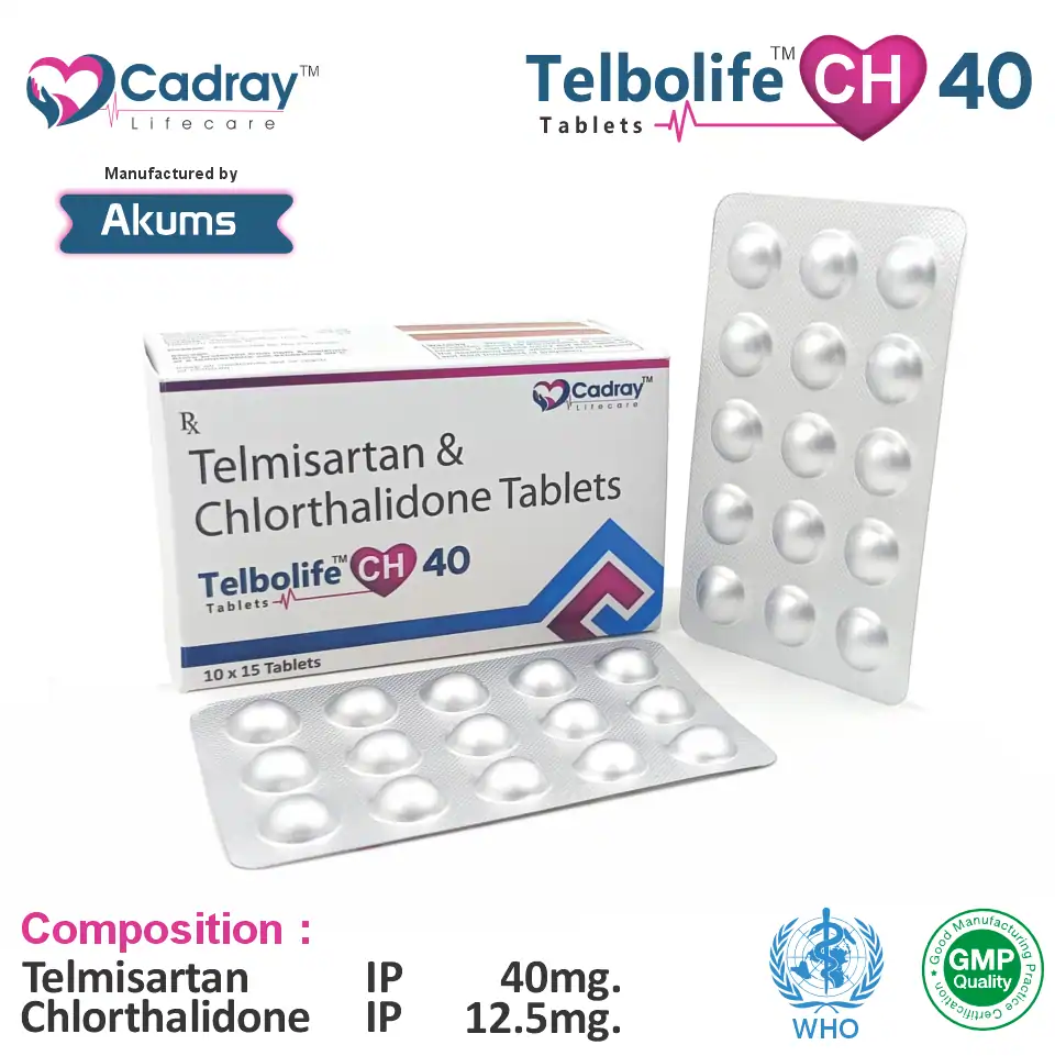 Telmisartan 40mg + Chlorthalidone 12.5mg Tablet | Antihypertensive Segment | Best Price for PCD Pharma Franchise